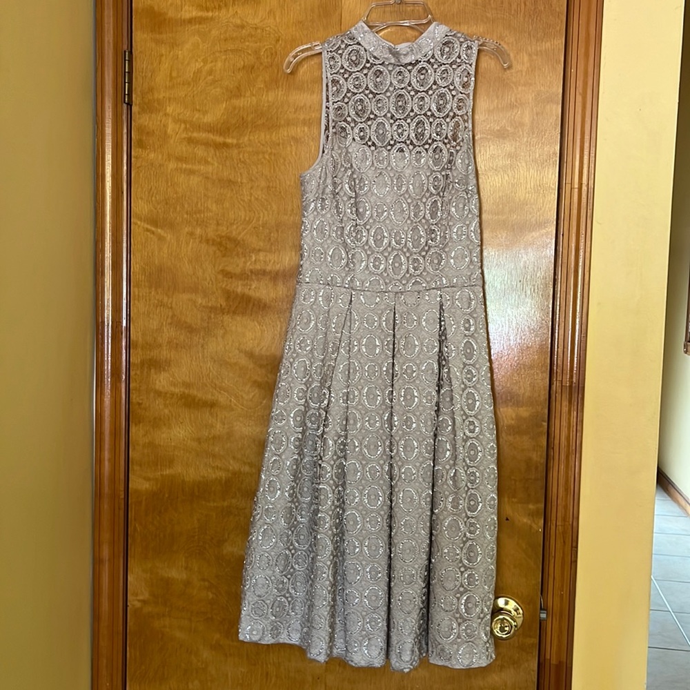 Cynthia Steffe cocktail dress. Gold/silver lace fully lined  impeccable material